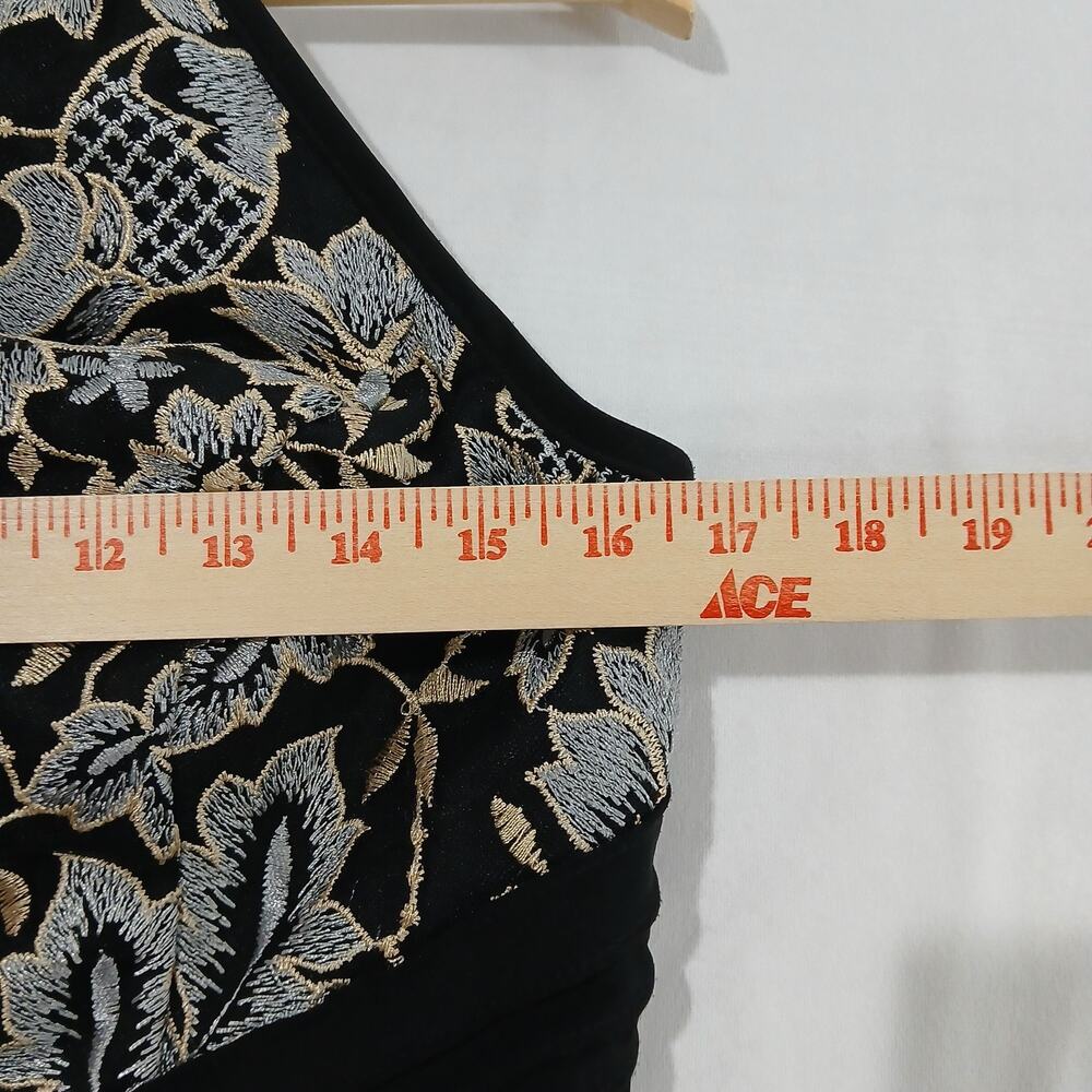 Xscape Dress Womens Medium Floral Embroidered Mesh Overlay Cocktail Party Formal - Picture 9 of 12